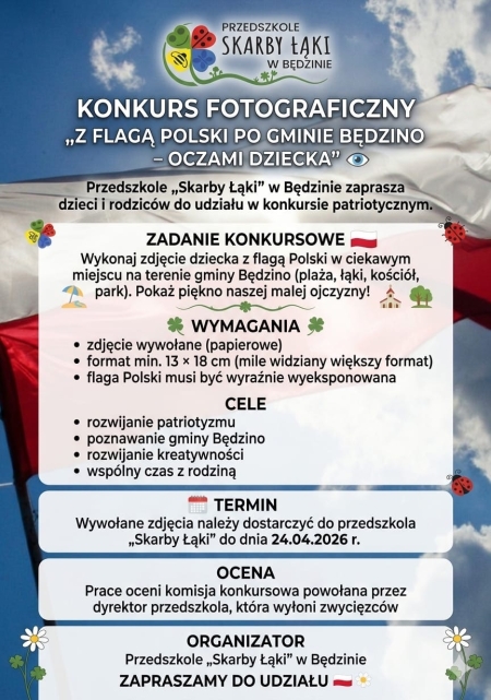 KONKURS FOTOGRAFICZNY „Z FLAGĄ POLSKI PO GMINIE BĘDZINO – OCZAMI DZIECKA”